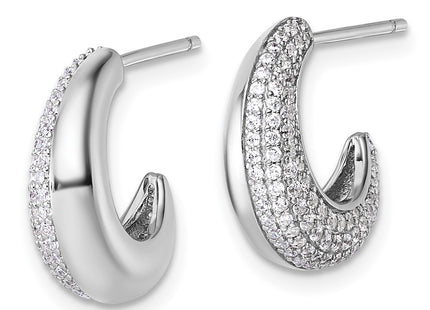 Sterling silver cubic zirconia hoop earrings, alternate view