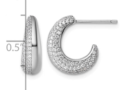 Sterling silver cubic zirconia hoop earrings, another view