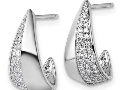 Sterling silver cubic zirconia hoop earrings, alternate view