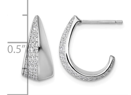 Sterling silver cubic zirconia hoop earrings, another view
