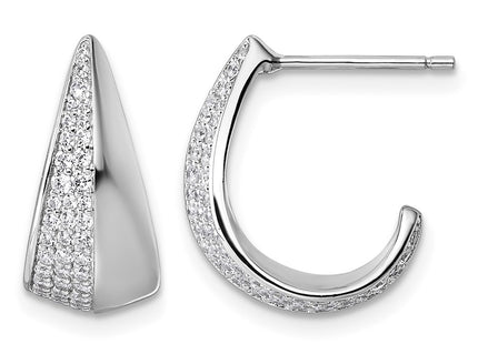 Sterling silver cubic zirconia hoop earrings