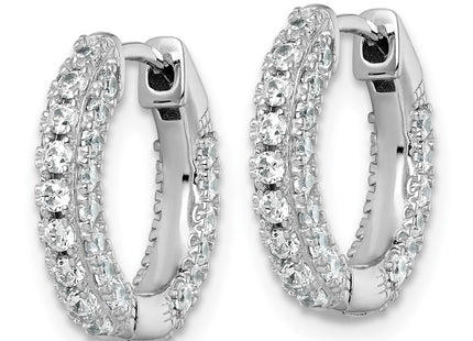 Sterling silver cubic zirconia hoop earrings, alternate view