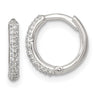 Sterling Silver Polished CZ Hinged Round Hoop Earrings