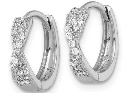 Sterling silver cubic zirconia hoop earrings, alternate view