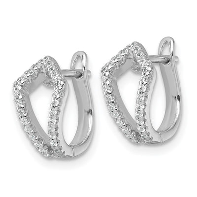 Sterling Silver Rhodium-plated Polished CZ Hinged Hoop Earrings, 13.1 x 13mm