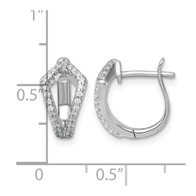 Sterling Silver Rhodium-plated Polished CZ Hinged Hoop Earrings, 13.1 x 13mm