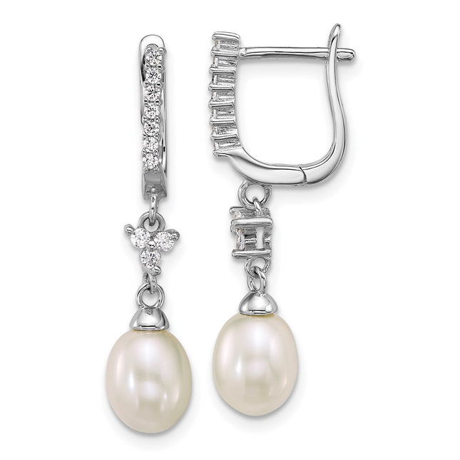Sterling silver cubic zirconia teardrop hoop earrings, alternate view