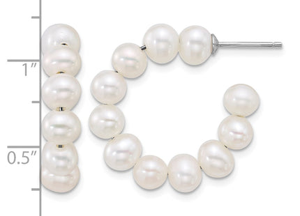 Sterling silver pearl hoop earrings, another view