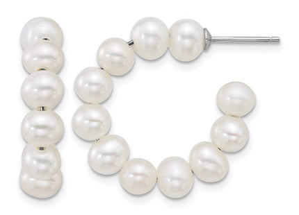Sterling silver pearl hoop earrings