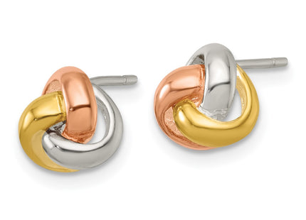 Sterling silver knot earrings, alternate view