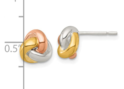 Sterling silver knot earrings, another view