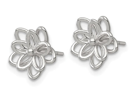 Sterling silver flower earrings, alternate view