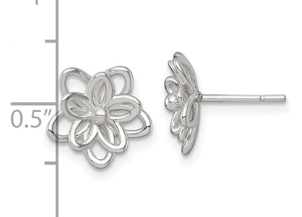 Sterling silver flower earrings, another view