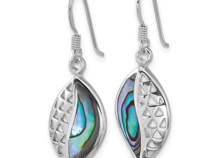 Sterling silver abalone leaf drop earrings, alternate view