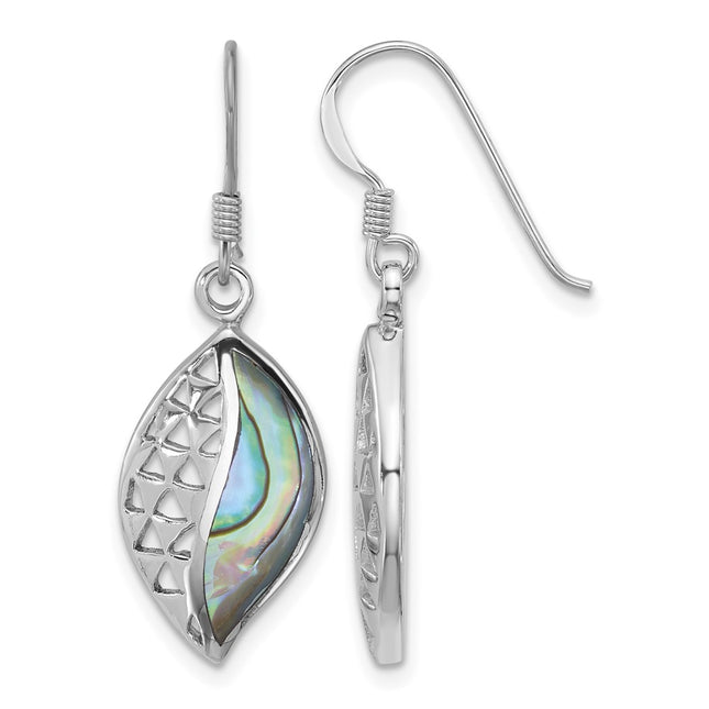 Sterling silver abalone leaf drop earrings