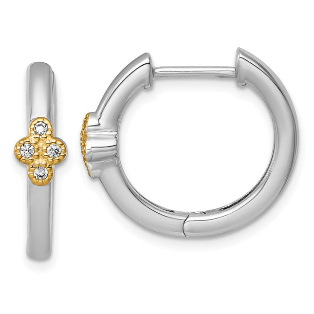 Silver/14k Two-Tone Earrings Style QE18242 - Classique Jewelry Inc.