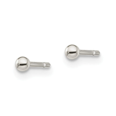 Sterling Silver Polished Ball Earrings, 2 x 2mm