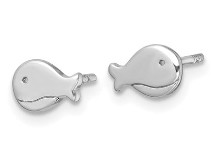 Sterling Silver Rhodium-plated Polished Whale Post Earrings (Style QE18296)