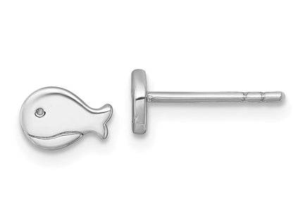 Sterling Silver Rhodium-plated Polished Whale Post Earrings (Style QE18296)