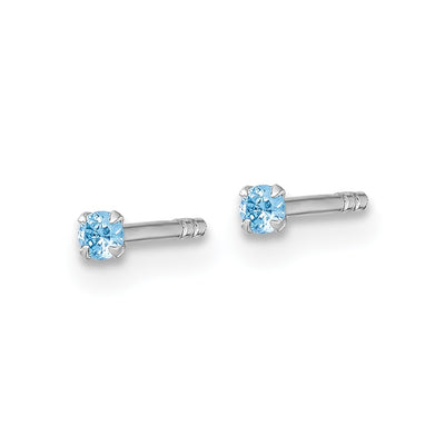 Sterling Silver Madi K Rhodium-plated Blue CZ Childrens Stud Post Earrings