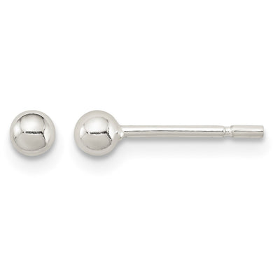 Sterling Silver Polished Ball Earrings, 3 x 3mm