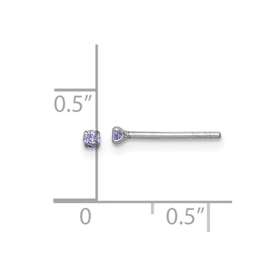 Sterling Silver Madi K Rhodium-plated Purple CZ Childrens Stud Post Earrings