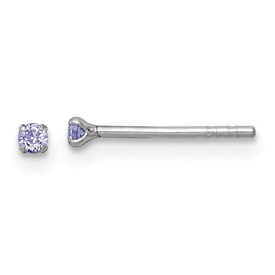 Sterling Silver Madi K Rhodium-plated Purple CZ Childrens Stud Post Earrings