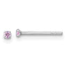 Sterling Silver Madi K Rhodium-plated Pink CZ Childrens Stud Post Earrings