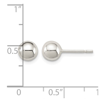 Sterling Silver Polished Ball Earrings, 6 x 6mm