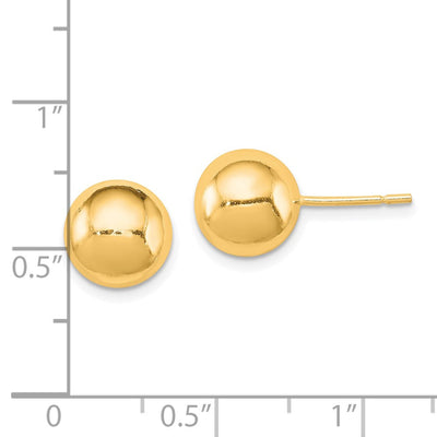 Sterling Silver Gold-tone Polished Ball Earrings, 9 x 9mm