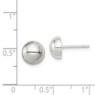 Sterling Silver Polished Button Earrings, 8 x 8mm