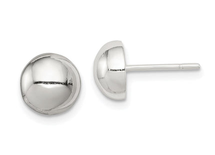 Sterling Silver Polished Button Earrings (Style QE1836)