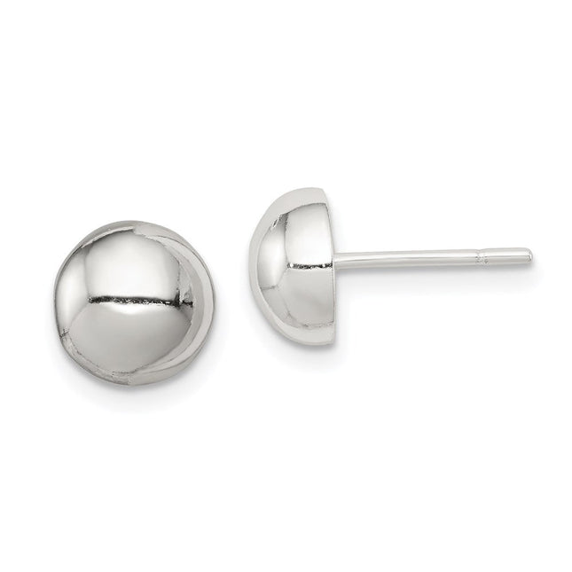 Sterling Silver Polished Button Earrings, 8 x 8mm