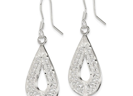 Sterling silver teardrop drop earrings, alternate view