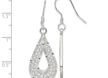 Sterling silver teardrop drop earrings, further view
