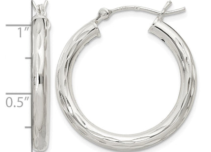 Sterling silver hoop earrings, further view