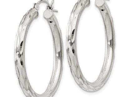 Sterling silver hoop earrings, alternate view