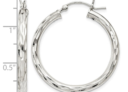 Sterling silver hoop earrings, further view