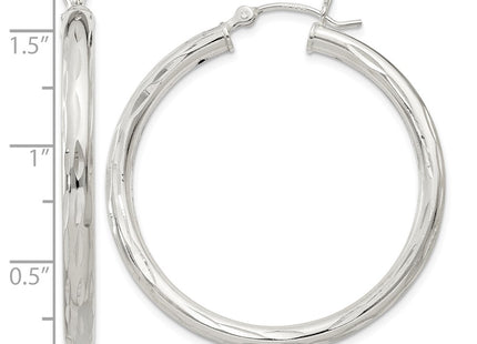 Sterling silver hoop earrings, further view
