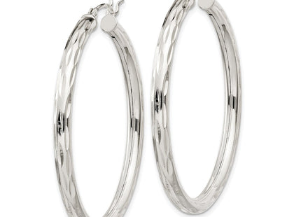 Sterling Silver Diamond-cut Satin Hoop Earrings (Style QE1968)