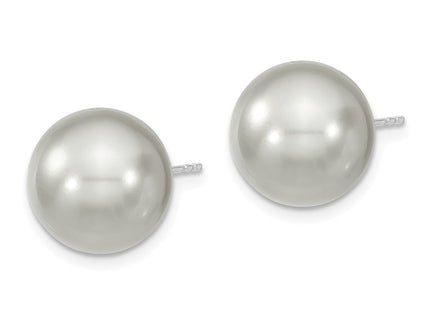 Majestik Sterling Silver Rhodium-plated Grey Imitation Shell Pearl Stud Earrings