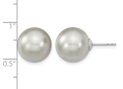 Majestik Sterling Silver Rhodium-plated Grey Imitation Shell Pearl Stud Earrings