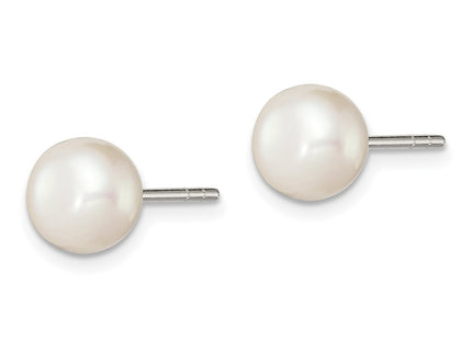 Sterling silver pearl earrings, alternate view