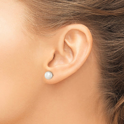 Sterling Silver White FW Cultured Pearl Button Earrings, 7 to 7.5 x 7 to 7.5mm