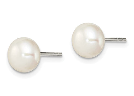 Sterling Silver White FW Cultured Pearl 7- Button Earrings (Style QE2038)