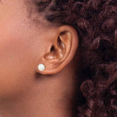 Sterling Silver White FW Cultured Pearl Button Earrings, 7 to 8 x 7 to 8mm