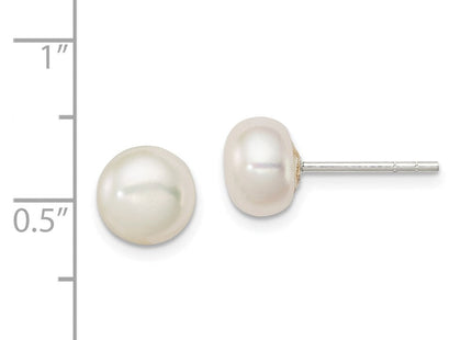 Sterling Silver White FW Cultured Pearl 7- Button Earrings (Style QE2038)