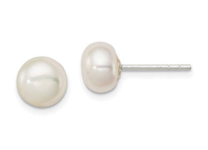 Sterling Silver White FW Cultured Pearl 7- Button Earrings (Style QE2038)