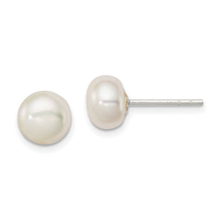 Sterling Silver White FW Cultured Pearl 7- Button Earrings (Style QE2038)