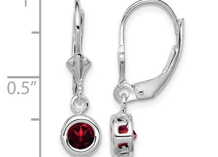 Sterling silver garnet drop earrings, further view